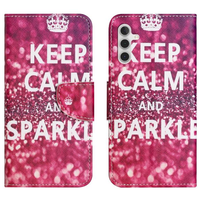 OEM - Samsung Galaxy A55 5G Plånboksfodral Konstläder - Keep Calm and Sparkle