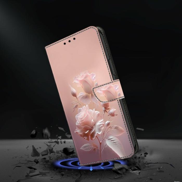 OEM - Samsung Galaxy A55 5G Plånboksfodral Mönstertryck Konstläder Flip - Keramik Rosa