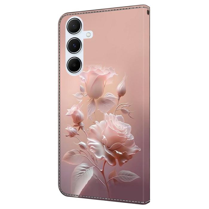 OEM - Samsung Galaxy A55 5G Plånboksfodral Mönstertryck Konstläder Flip - Keramik Rosa