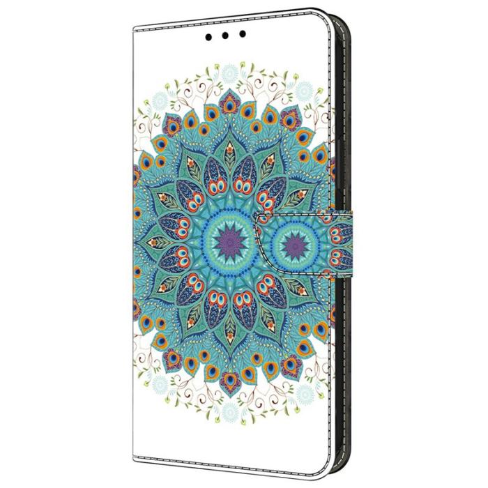 OEM - Samsung Galaxy A55 5G Plånboksfodral Mönstertryck Konstläder Flip - Påfågel