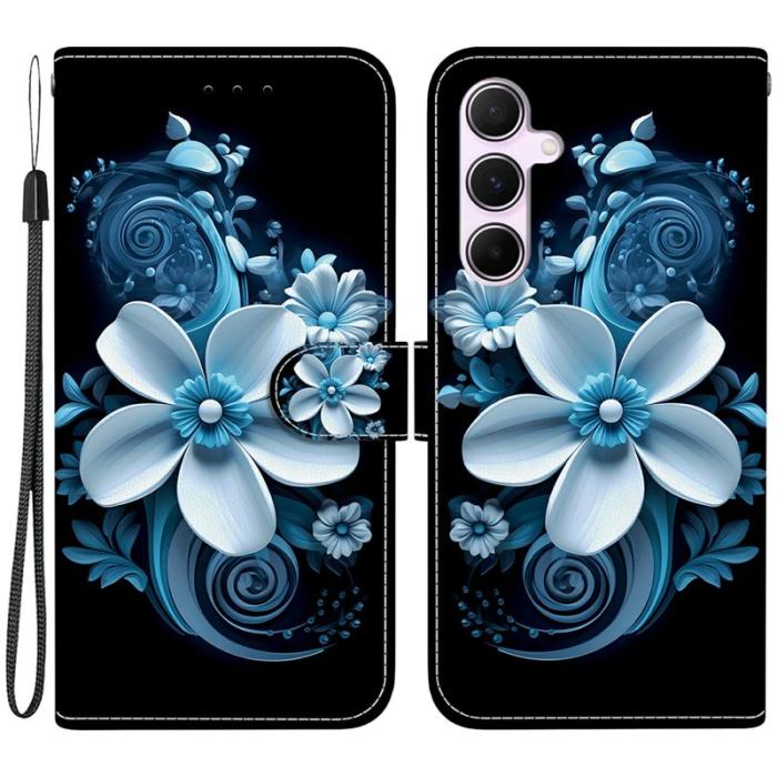 OEM - Samsung Galaxy A55 5G Plånboksfodral Mönstertryck Konstläder - Svart