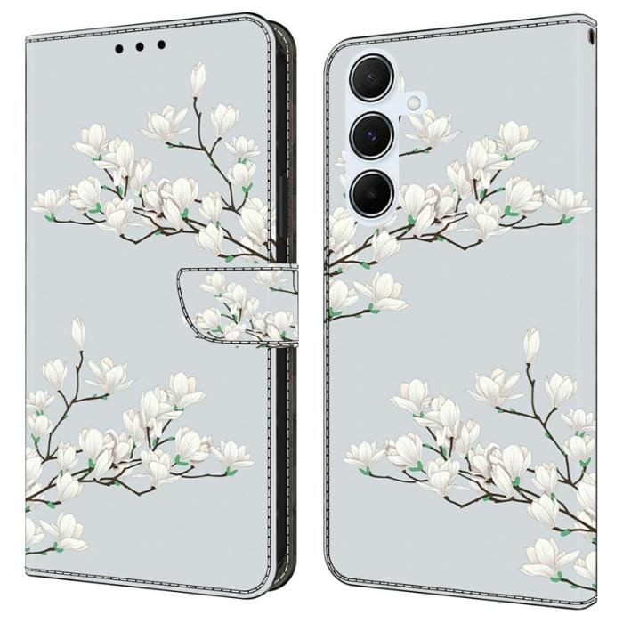 OEM - Samsung Galaxy A55 5G Plånboksfodral Mönstertryck AntiDrop Konstläder Magnolia