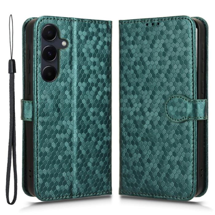 OEM - Samsung Galaxy A55 5G Plånboksfodral Prickmönster Konstläder - Grön
