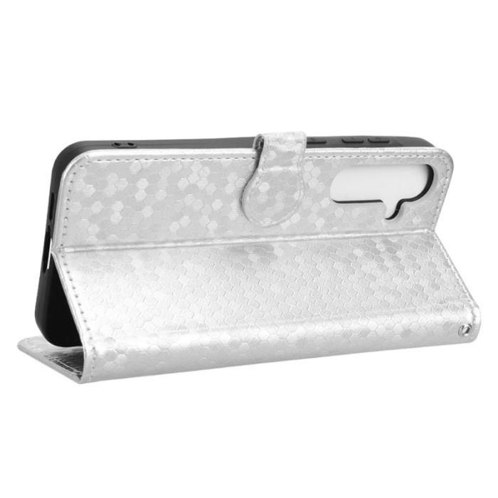 OEM - Samsung Galaxy A55 5G Plånboksfodral Prickmönstrad Konstläder - Silver