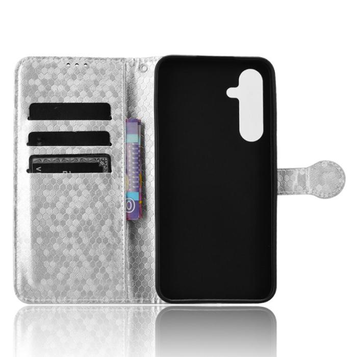 OEM - Samsung Galaxy A55 5G Plånboksfodral Prickmönstrad Konstläder - Silver