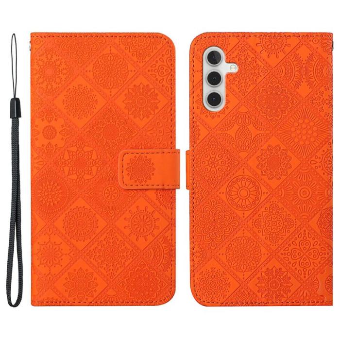 OEM - Samsung Galaxy A55 5G Plånboksfodral Konstläder Etnisk Stil - Orange