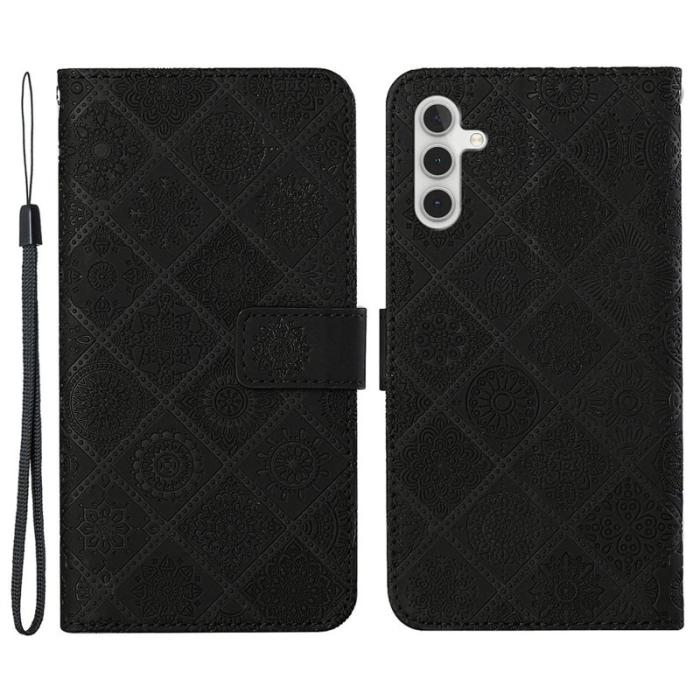 OEM - Samsung Galaxy A55 5G Plånboksfodral Konstläder Etnisk Stil - Svart