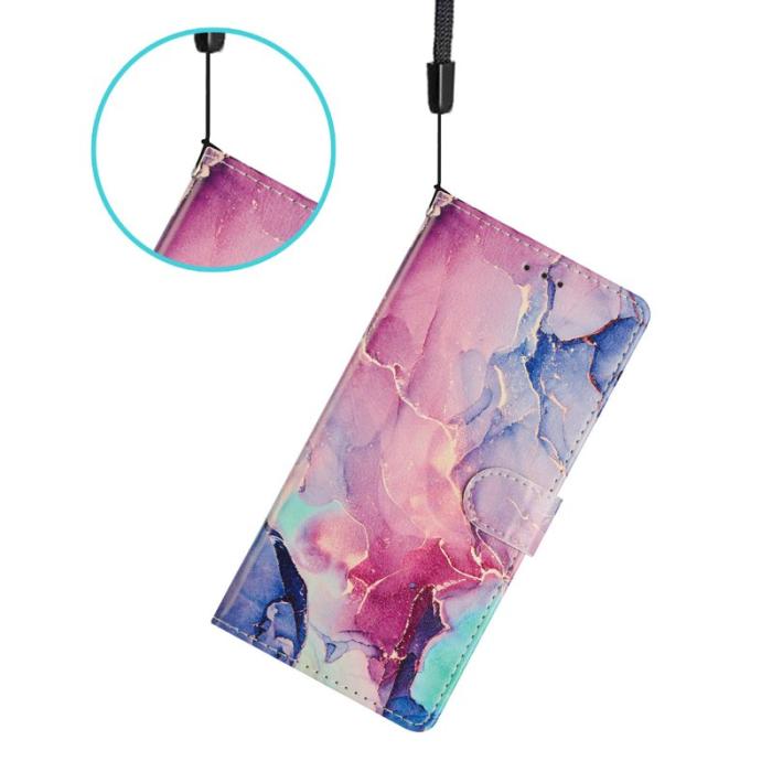 OEM - Samsung Galaxy A55 5G Plånboksfodral Konstläder Flip Cover - Grön Rosa Marmor