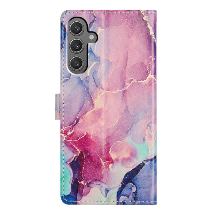 OEM - Samsung Galaxy A55 5G Plånboksfodral Konstläder Flip Cover - Grön Rosa Marmor