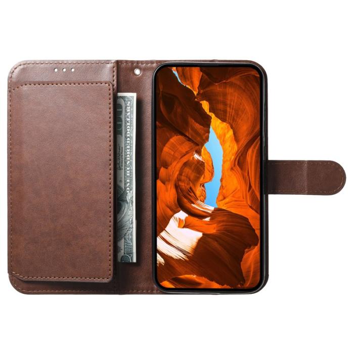 OEM - Samsung Galaxy A55 5G Plånboksfodral Konstläder Folio Flip - Brun
