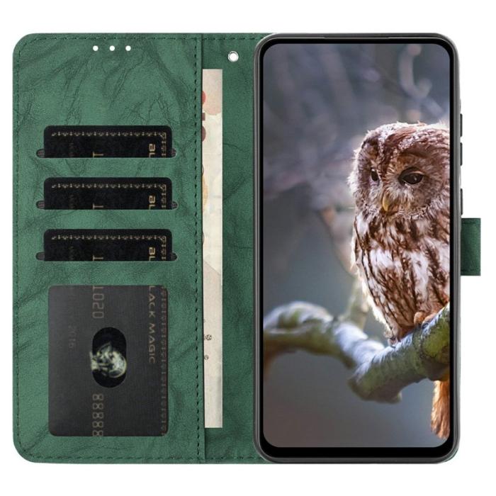 OEM - Samsung Galaxy A55 5G Plånboksfodral Konstläder Med Handledsrem - Grön