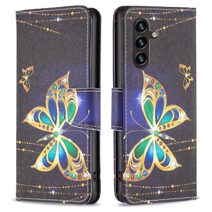 OEM - Samsung Galaxy A55 5G Plånboksfodral Konstläder Mönster - Smyckefjäril