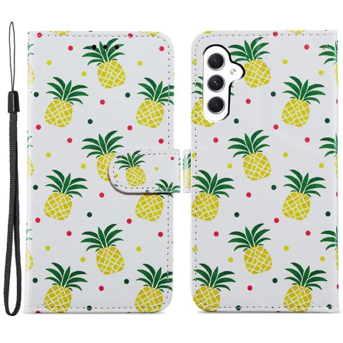 OEM - Samsung Galaxy A55 5G Plånboksfodral Konstläder Mönstertryck - Ananas