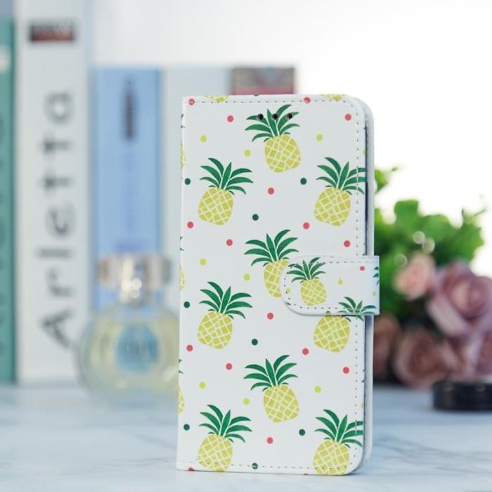 OEM - Samsung Galaxy A55 5G Plånboksfodral Konstläder Mönstertryck - Ananas