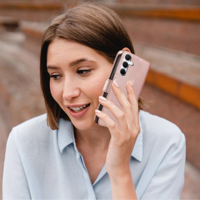 OEM - Samsung Galaxy A55 5G Plånboksfodral Konstläder RFID Skydd - Roséguld