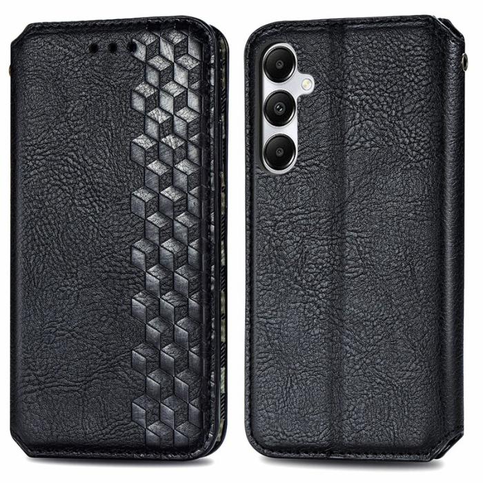 OEM - Samsung Galaxy A55 5G Plånboksfodral Konstläder Rhombus Prägling - Svart