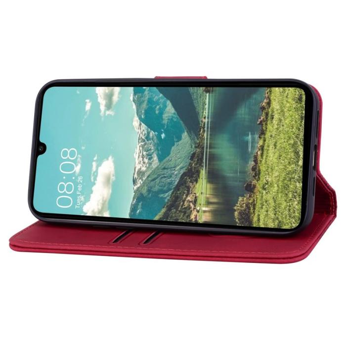 OEM - Samsung Galaxy A55 5G Plånboksfodral Konstläder Rhombus - Vinröd