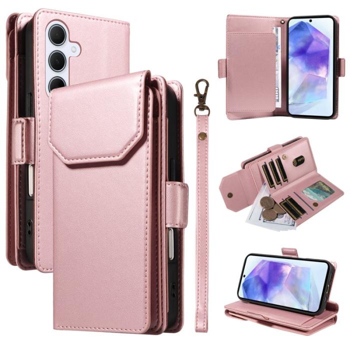 OEM - Samsung Galaxy A55 5G Plånboksfodral Konstläder Ställ - Roséguld