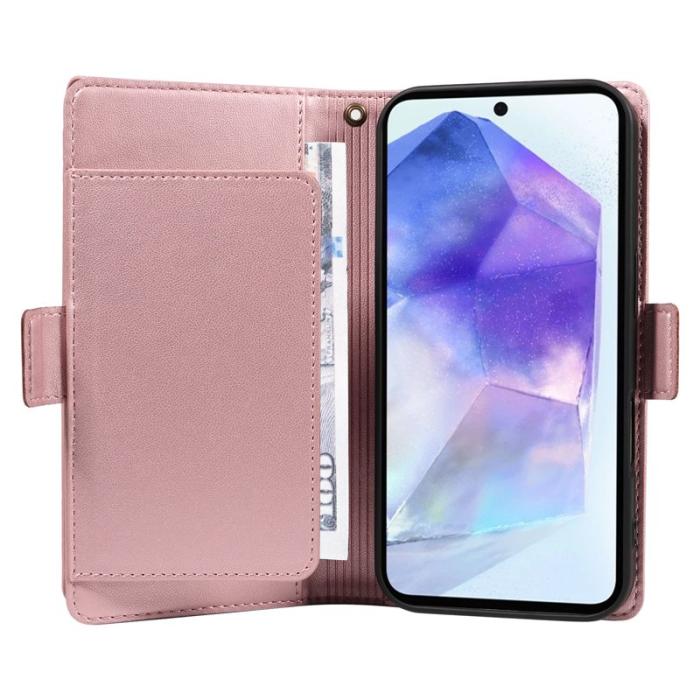 OEM - Samsung Galaxy A55 5G Plånboksfodral Konstläder Ställ - Roséguld