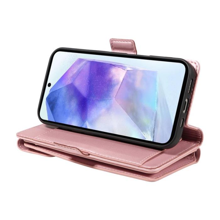 OEM - Samsung Galaxy A55 5G Plånboksfodral Konstläder Ställ - Roséguld