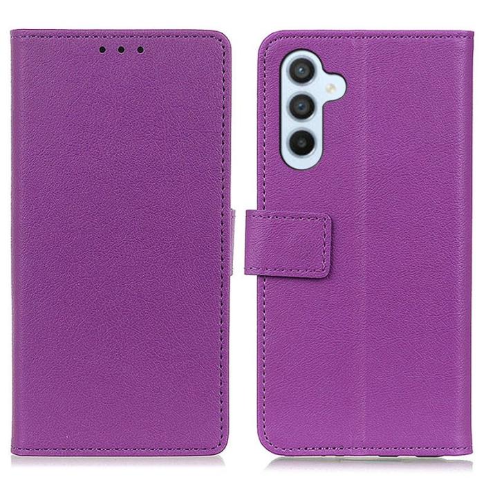 OEM - Samsung Galaxy A55 5G KonstLäder Ställ Mobilskal Anti-Scratch - Lila