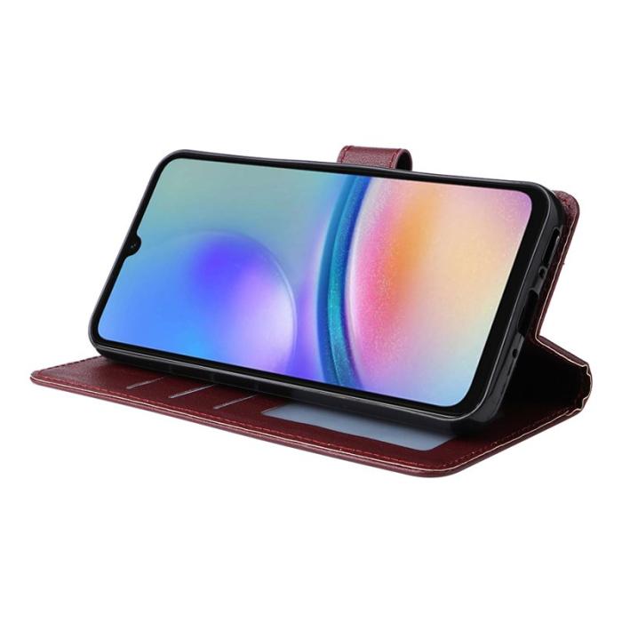 OEM - Samsung Galaxy A55 5G Plånboksfodral Konstläder Ställ - Vinröd