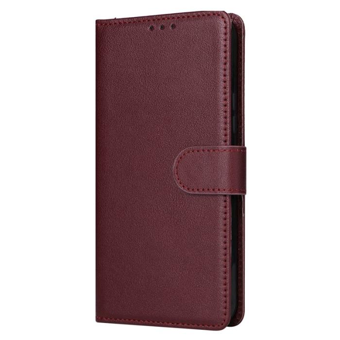 OEM - Samsung Galaxy A55 5G Plånboksfodral Konstläder Ställ - Vinröd