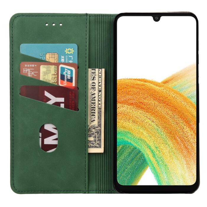 OEM - Samsung Galaxy A55 5G Plånboksfodral Konstläder Stötskydd - Grön