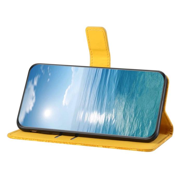 OEM - Samsung Galaxy A55 5G Plånboksfodral Konstläder + TPU Etnisk Stil - Gul