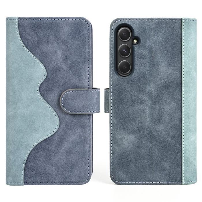 OEM - Samsung Galaxy A55 5G Plånboksfodral Konstläder + TPU Färgsplicing - Blå
