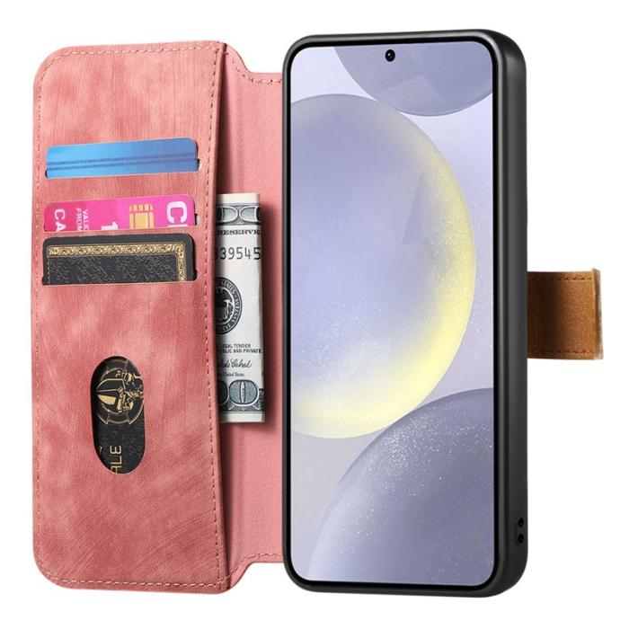 OEM - Samsung Galaxy A55 5G Plånboksfodral Retro Konstläder - Rosa
