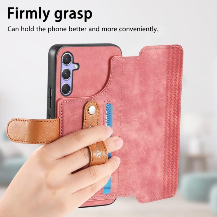 OEM - Samsung Galaxy A55 5G Plånboksfodral Retro Konstläder - Rosa