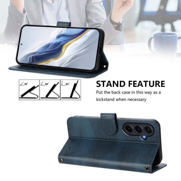 OEM - Samsung Galaxy A55 5G Plånboksfodral Retro Textur Konstläder - Blå