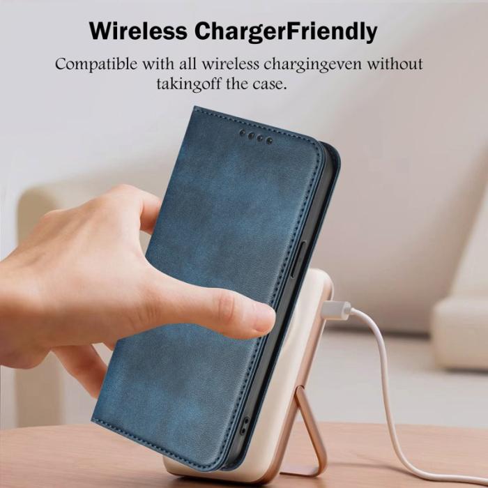 OEM - Samsung Galaxy A55 5G Konstläder Plånboksfodral Retro Textur RFID-Skydd - Blå