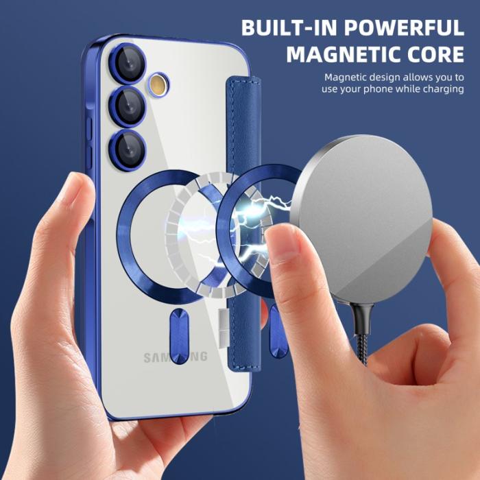 OEM - Samsung Galaxy A55 5G Fodral RFID-Skydd KonstLäder - Blå