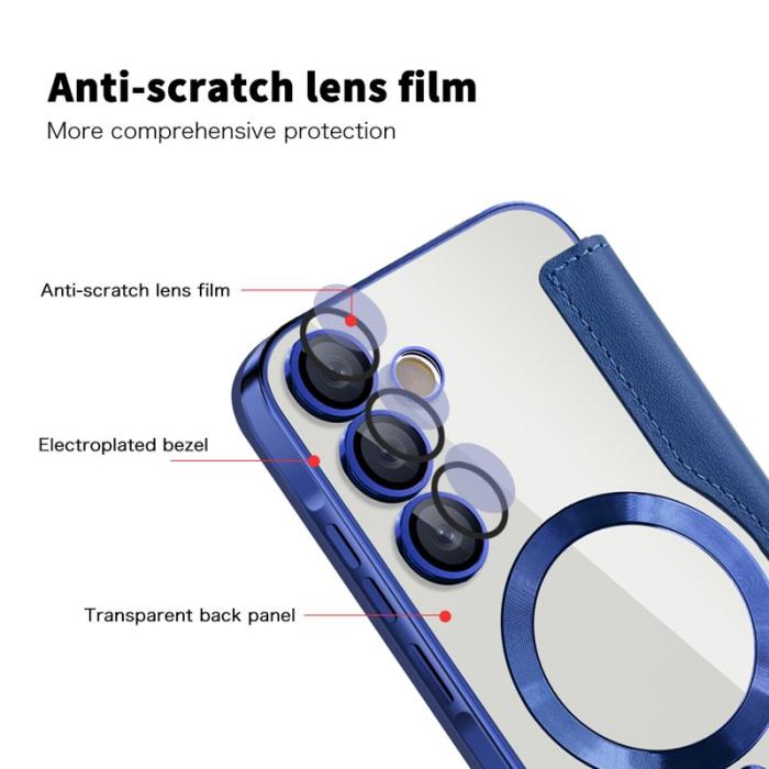 OEM - Samsung Galaxy A55 5G Fodral RFID-Skydd KonstLäder - Blå