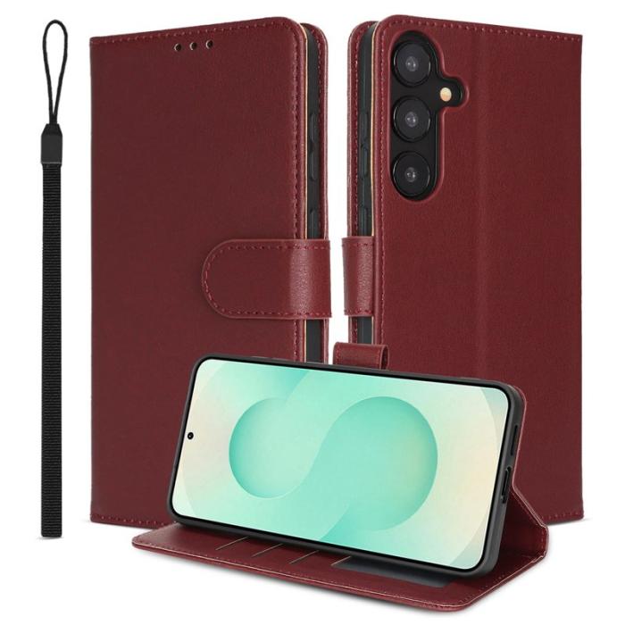 OEM - Samsung Galaxy A55 5G Plånboksfodral RFID Skydd Flip Konstläder - Röd