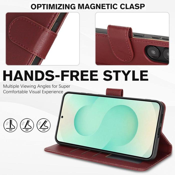 OEM - Samsung Galaxy A55 5G Plånboksfodral RFID Skydd Flip Konstläder - Röd