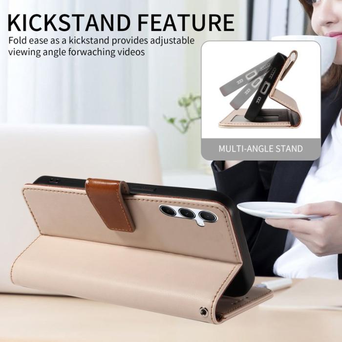 OEM - Samsung Galaxy A55 5G Plånboksfodral RFID Skydd Konstläder Flip - Aprikos