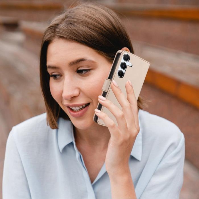 OEM - Samsung Galaxy A55 5G Plånboksfodral RFID Skydd Konstläder Flip - Aprikos
