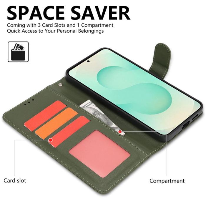 OEM - Samsung Galaxy A55 5G Plånboksfodral RFID-Skydd Konstläder - Grön