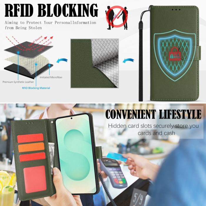 OEM - Samsung Galaxy A55 5G Plånboksfodral RFID-Skydd Konstläder - Grön