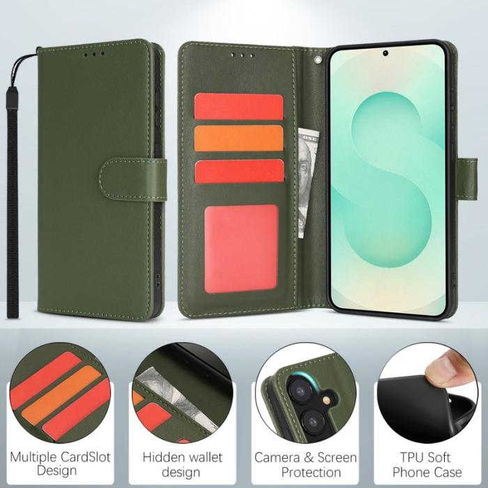 OEM - Samsung Galaxy A55 5G Plånboksfodral RFID-Skydd Konstläder - Grön