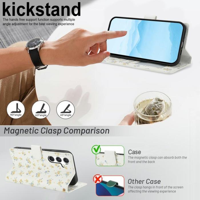 OEM - Samsung Galaxy A55 5G Plånboksfodral Rhombic Blommönster Konstläder - A5