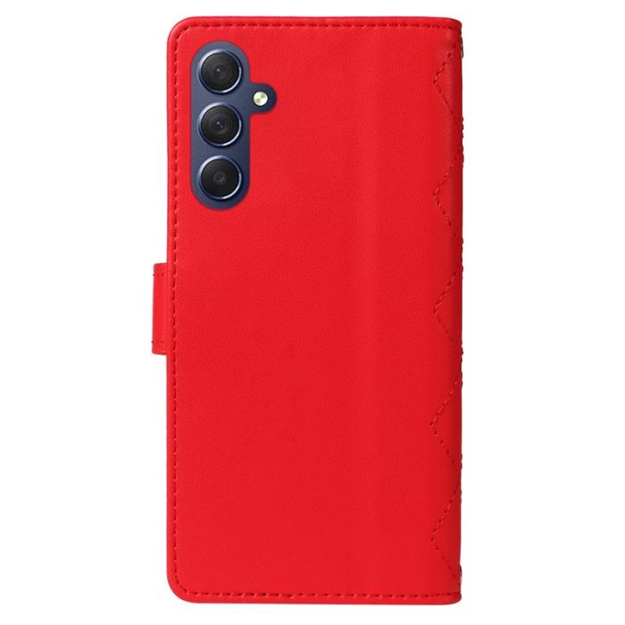 OEM - Samsung Galaxy A55 5G Plånboksfodral Rhombus Konstläder - Röd