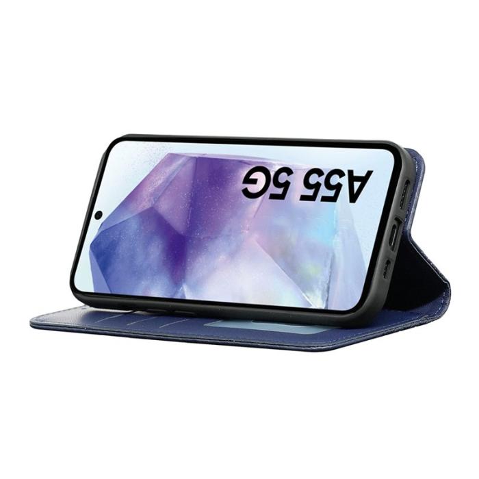 OEM - Samsung Galaxy A55 5G Plånboksfodral Rutigt Mönster Konstläder Flip - Blå