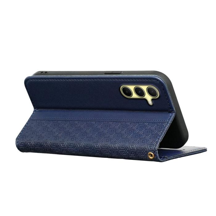 OEM - Samsung Galaxy A55 5G Plånboksfodral Rutigt Mönster Konstläder Flip - Blå