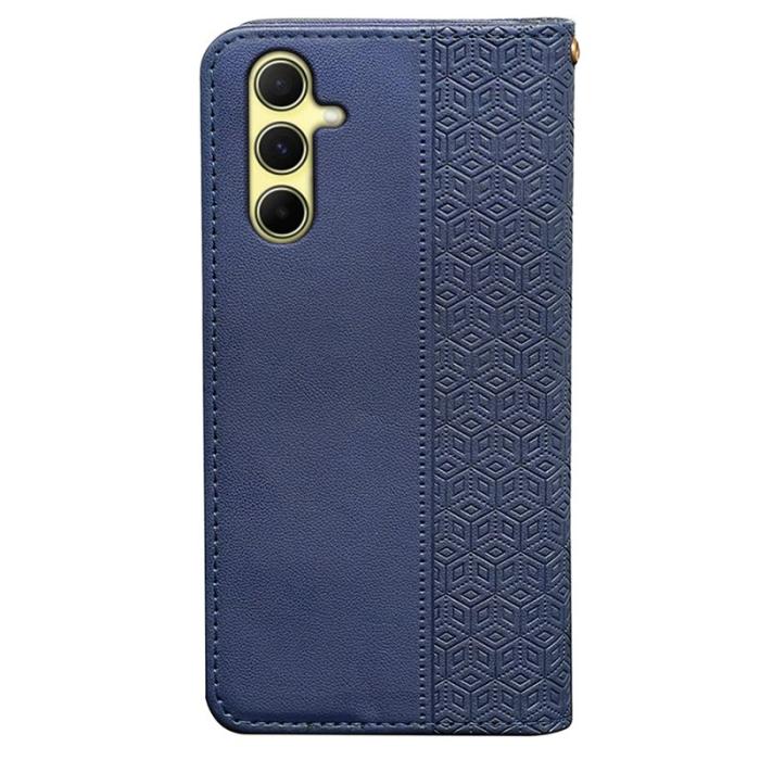 OEM - Samsung Galaxy A55 5G Plånboksfodral Rutigt Mönster Konstläder Flip - Blå