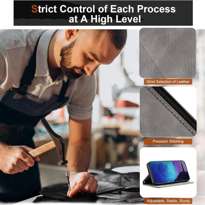 OEM - Samsung Galaxy A55 5G Plånboksfodral Skin-touch Känsla Konstläder - Grå