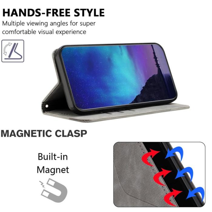 OEM - Samsung Galaxy A55 5G Plånboksfodral Skin-touch Känsla Konstläder - Grå